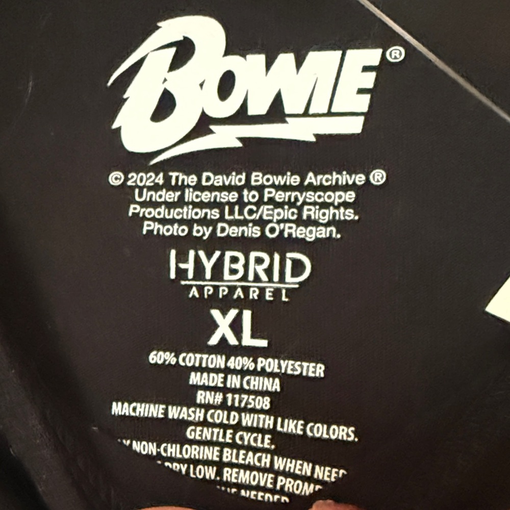 Hybrid Black David Bowie Graphic T-Shirt - Picture 4 of 5